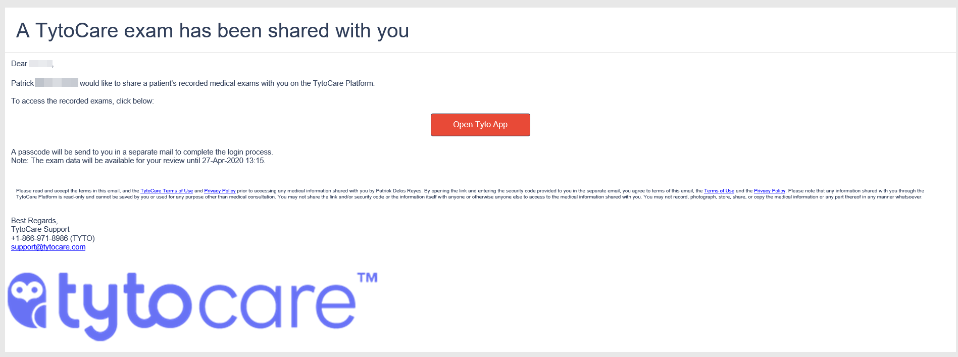 Open Tyto App from Email