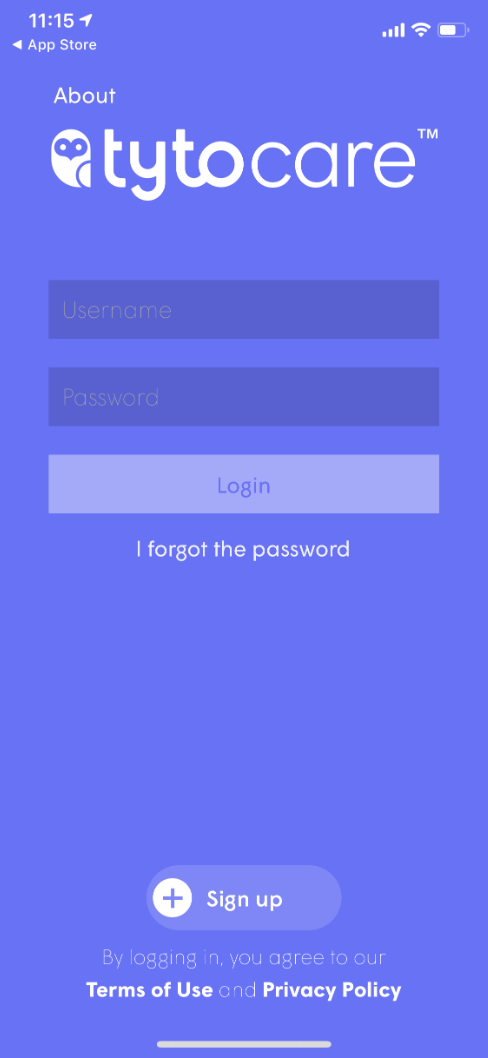 TytoCare App Login Screen
