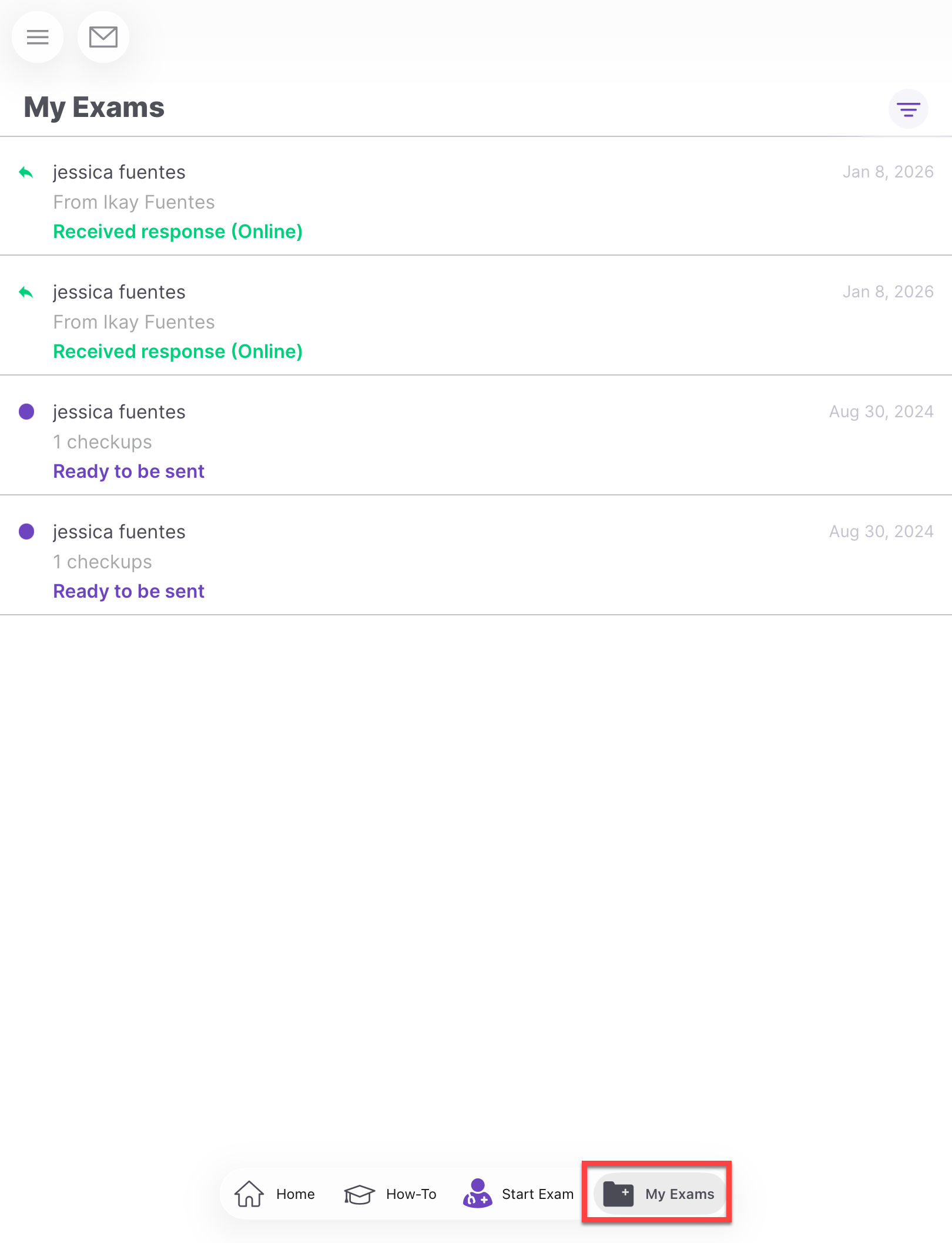 Patient History Screen Example 2